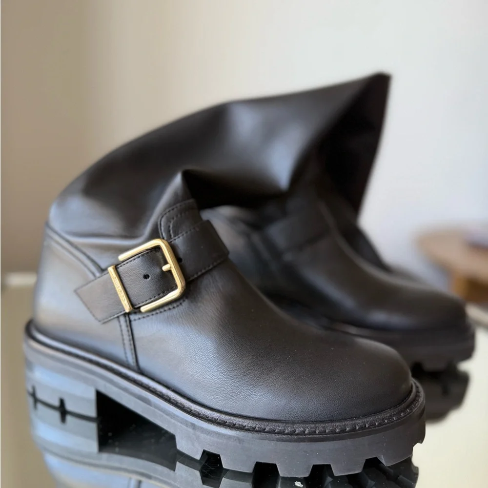 New JIMMY CHOO Biker II buckled leather over-the-knee boots $1,350 36